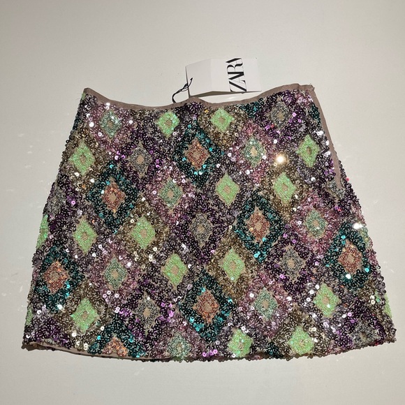 Zara Sequin Multi Color skirt - Picture 1 of 5